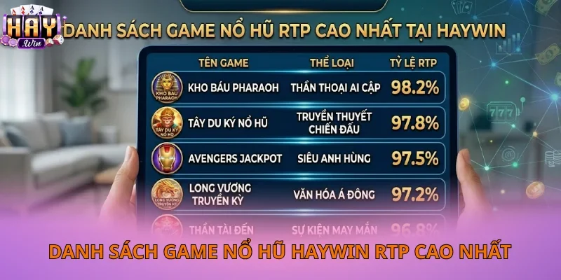 Danh sách các game nổ hũ có tỷ lệ RTP cao nhất tại cổng game Haywin